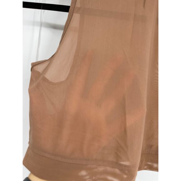 Bozzolo Womens Brown Mesh Sheer Mock Neck Crop Tank Top Sleeveless NEW Small - Picture 6 of 8